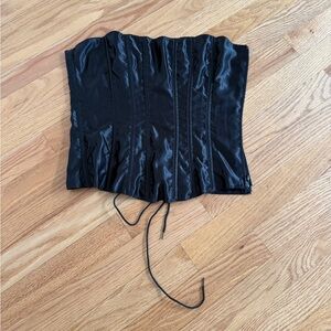 Lovers lane black corset lace up tie up